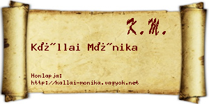 Kállai Mónika névjegykártya