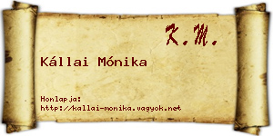Kállai Mónika névjegykártya
